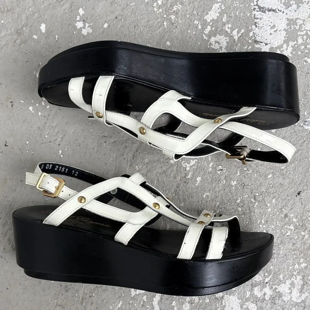 Robert Clergerie patent leather platform cage sandals
